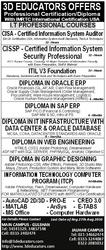 3D Educators Offers Professional Certification/Diploma